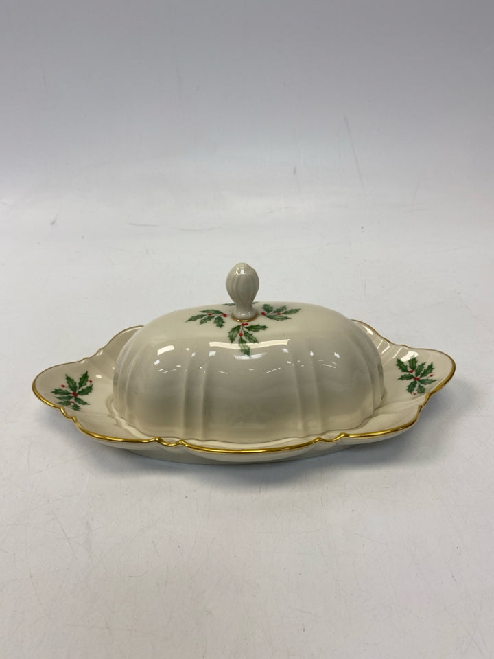 Lenox Cream Green/Red Holly Berries China Christmas