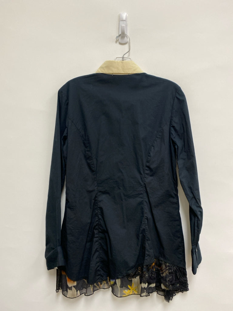 Size 8 Black Tan/Multi Flowers Ladies Top