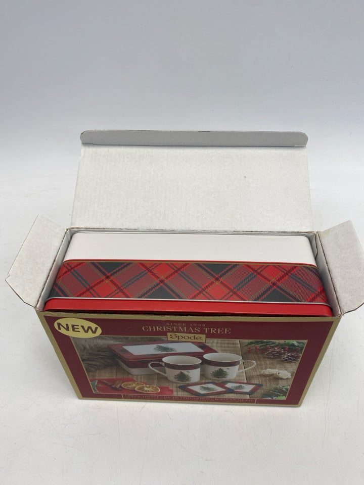 NEW/BOX Spode White Green Trees Christmas