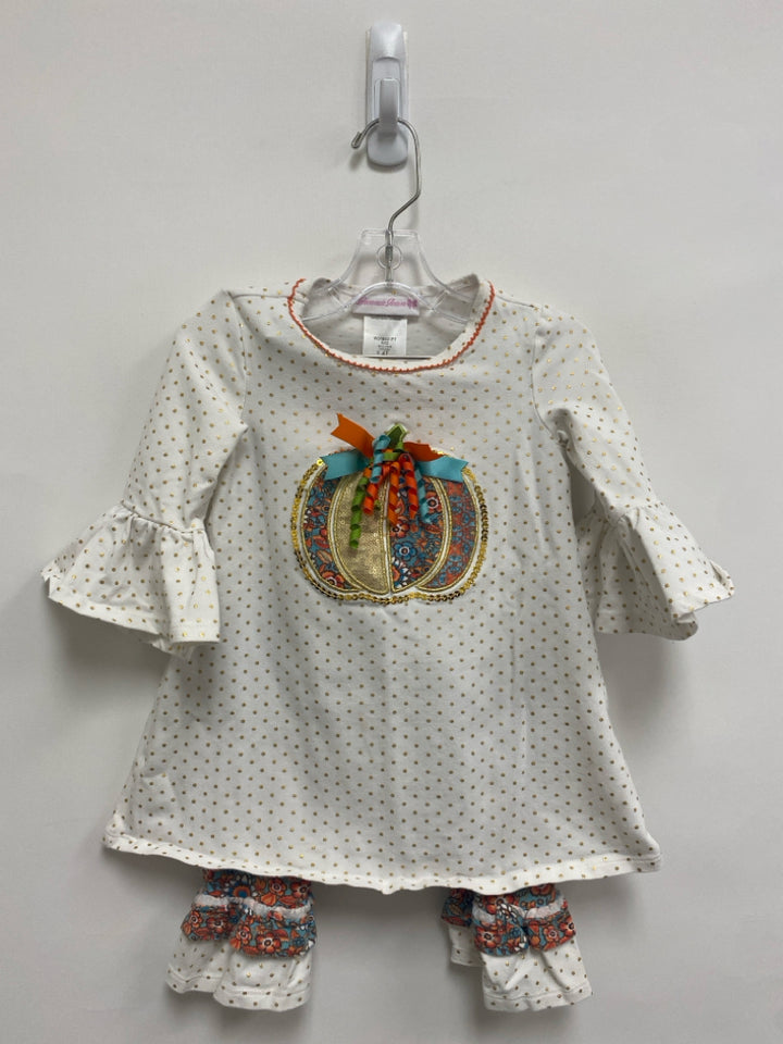 Bonnie Jean SIZE 4T White/Gold Aqua/Orange Thanksgiving Girl&