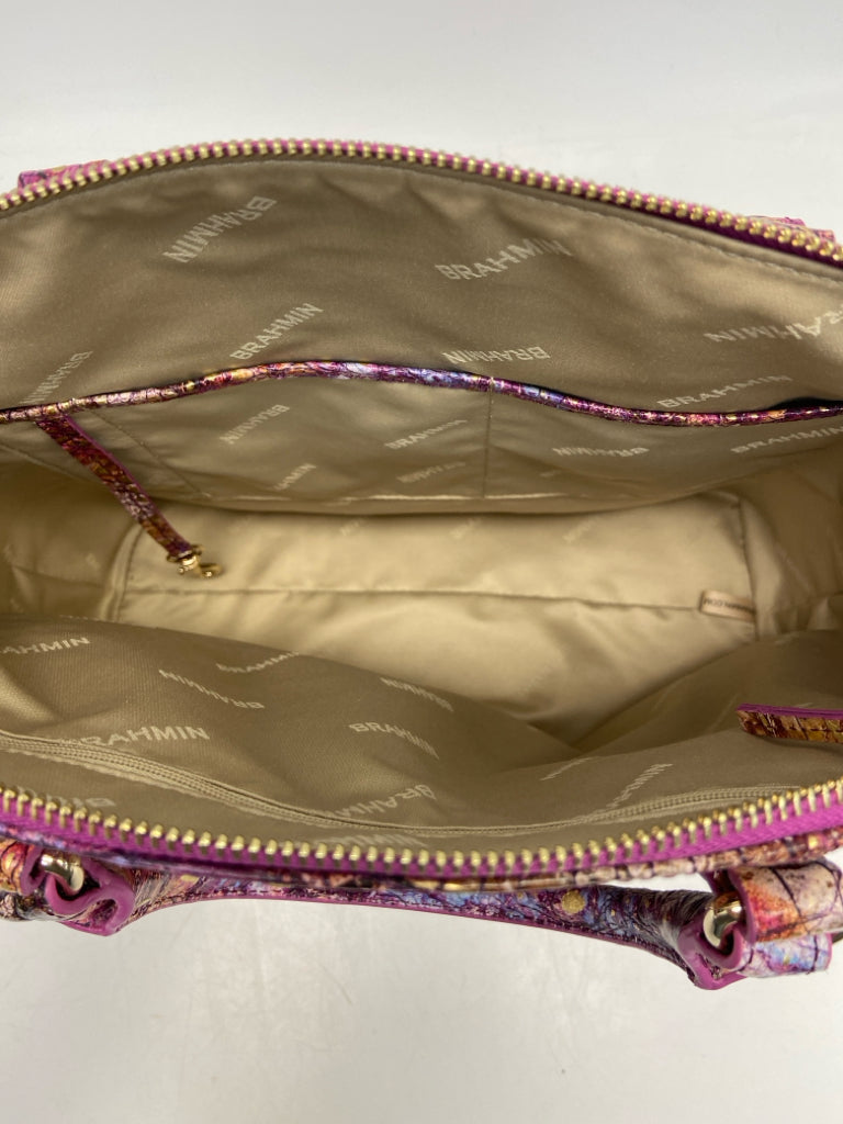 Brahmin Purple Multi-Color Embossed Handbag