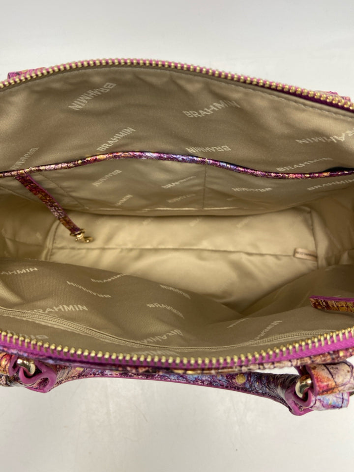 Brahmin Purple Multi-Color Embossed Handbag