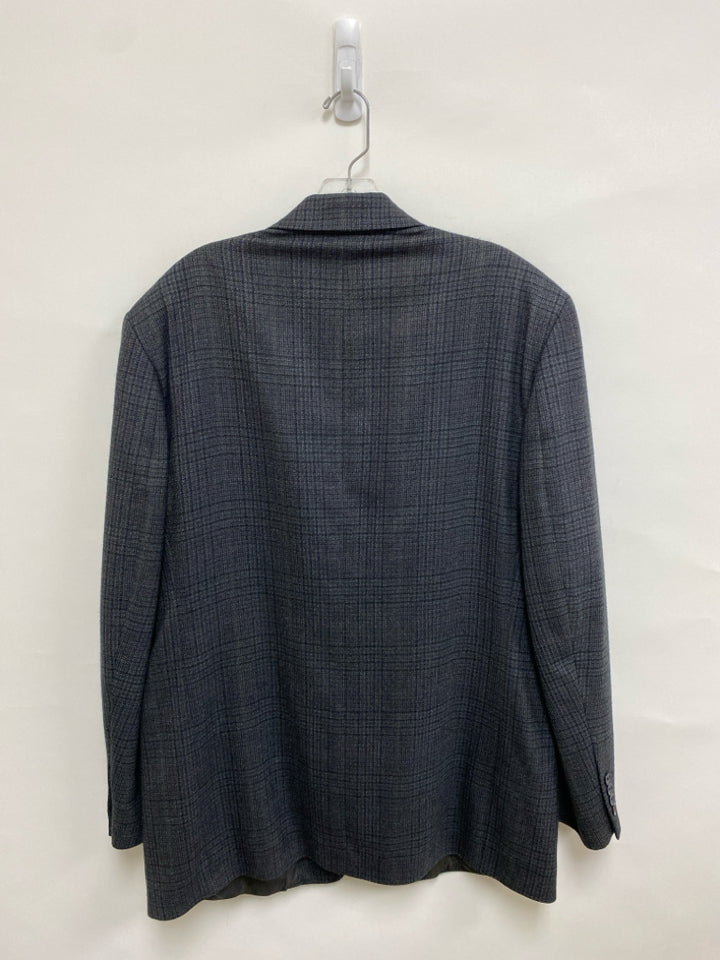 Oscar de la Renta Size 44L Gray Black Plaid Lambswool Men&