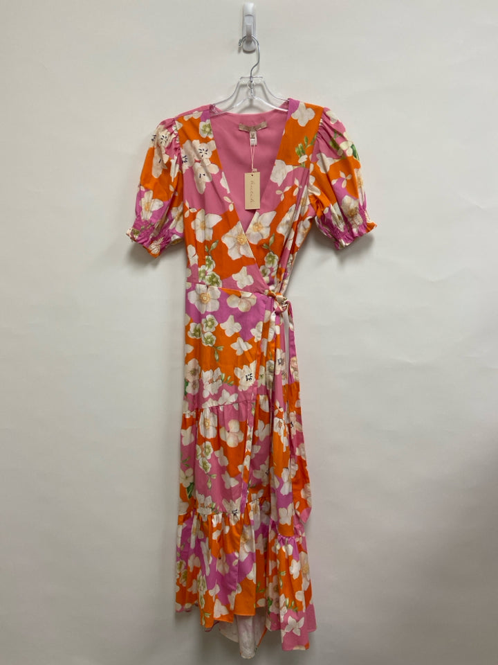 NWT Hutch Size M Pink Orange/Green Flowers Wrap Ladies Dress