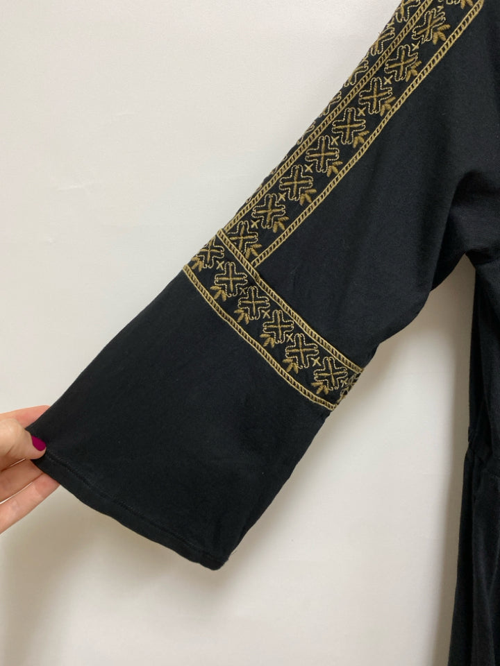 J Jill Size LP Black/Tan Embroidered Petite Dress