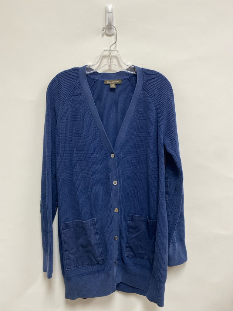 Tommy Bahama Size L Blue Cardigan Cotton Ladies Sweater