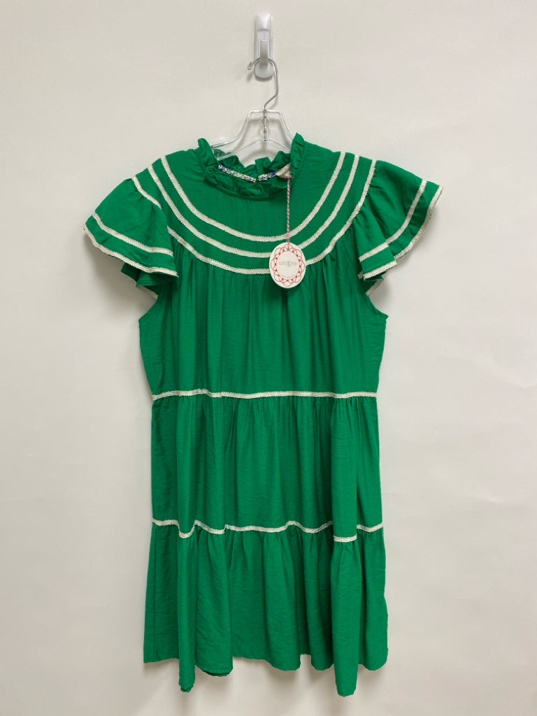 NWT Umgee Size L Kelly Green Cream Trimmed Ladies Dress