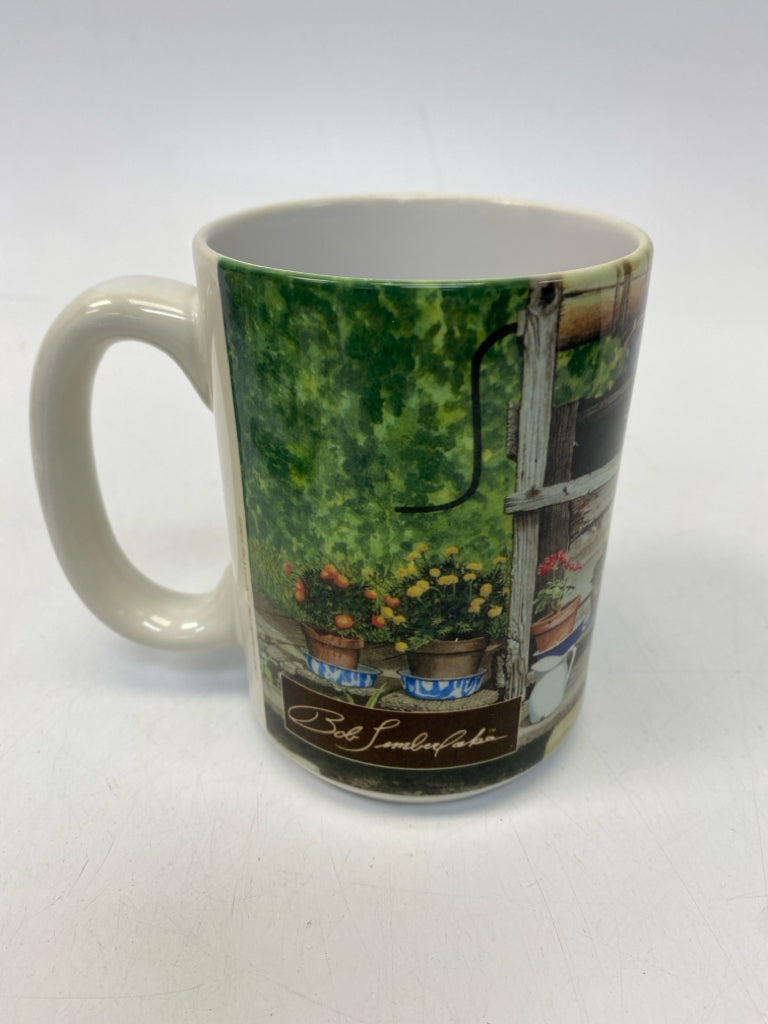 Bob Timberlake White Multi Color Floral Ceramic Coffee Mug