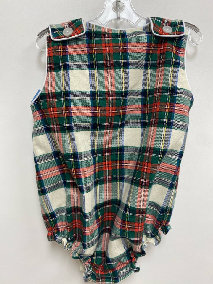 Beaufort Bonnet Co. SIZE 6-12M Cream/Green Red/Black Plaid Sleeveless Boy&
