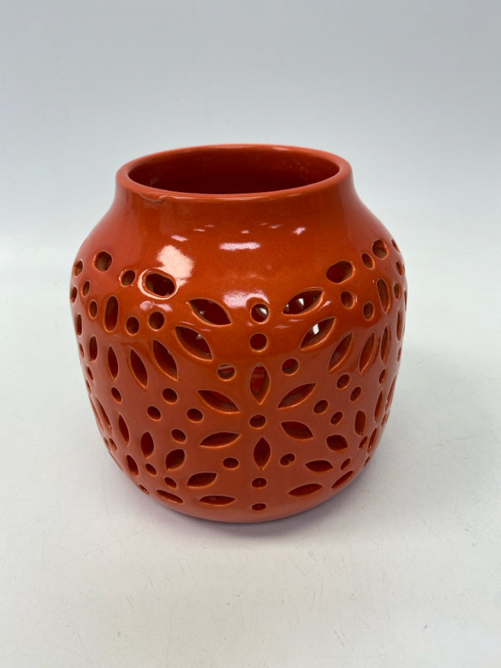 Orange Cut-Out Flower(s) Candleholder(s)