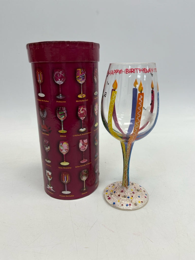 NEW/BOX Lolita Clear Multi Color Birthday Glassware