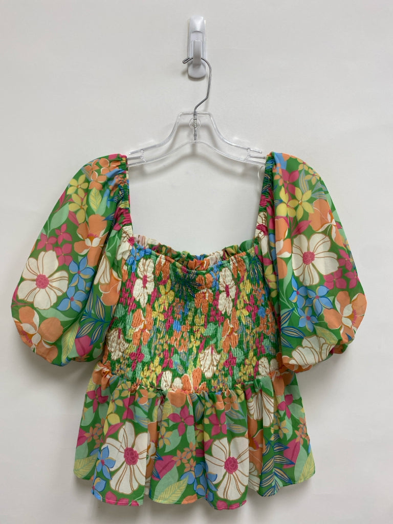 Flying Tomato Size L Green Pink/Multi Flowers Ladies Top
