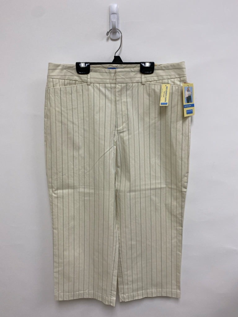 NWT Dockers Size 12 Cream Tan Striped Ladies Capri