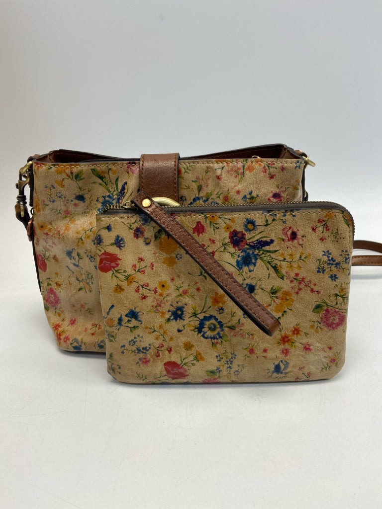 Patricia Nash Brown Multi-Color Flower(s) Crossbody