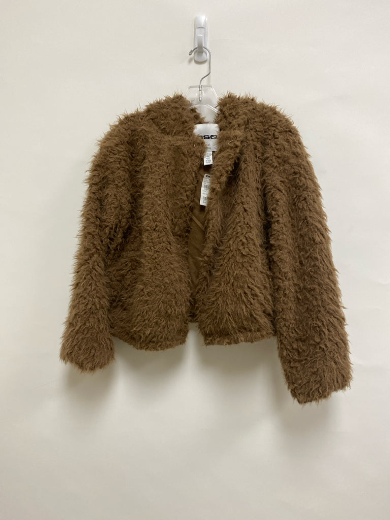 NWT Size S Brown Hooded Faux Fur Ladies Jacket