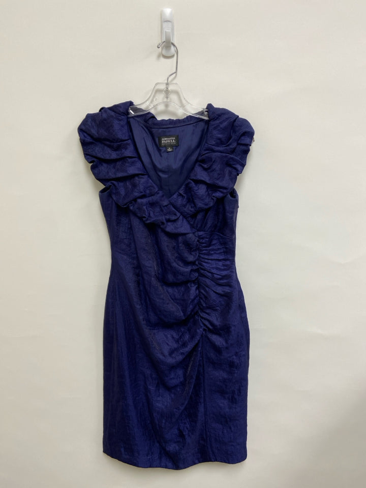 Papell Size 8 Dark Purple Ruffles Sleeveless Ladies Dress