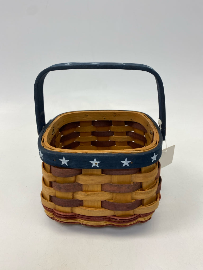 NWT Brown Blue/Red Woven Wood Patriotic