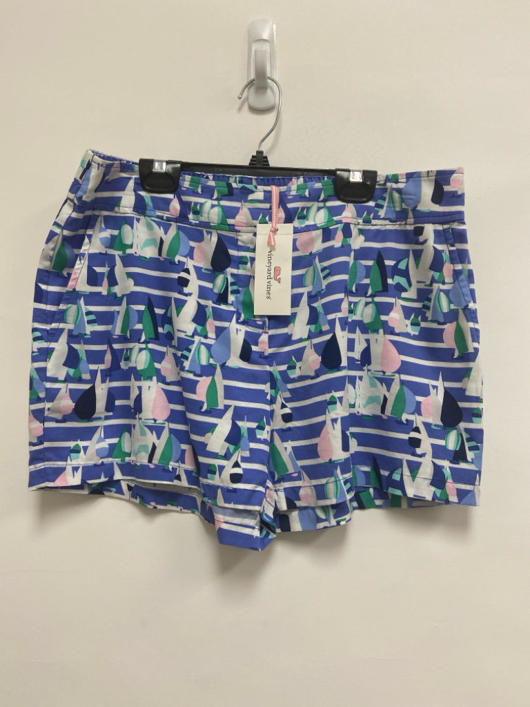 NWT Vineyard Vines Size 8 Periwinkle/White Aqua/Pink Boats Ladies Shorts
