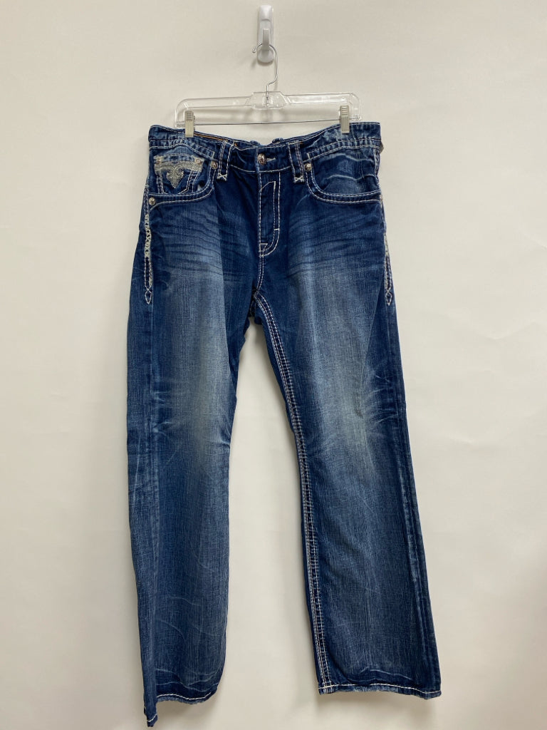Rock Revival Size 36 Faded Navy Embroidered Men&