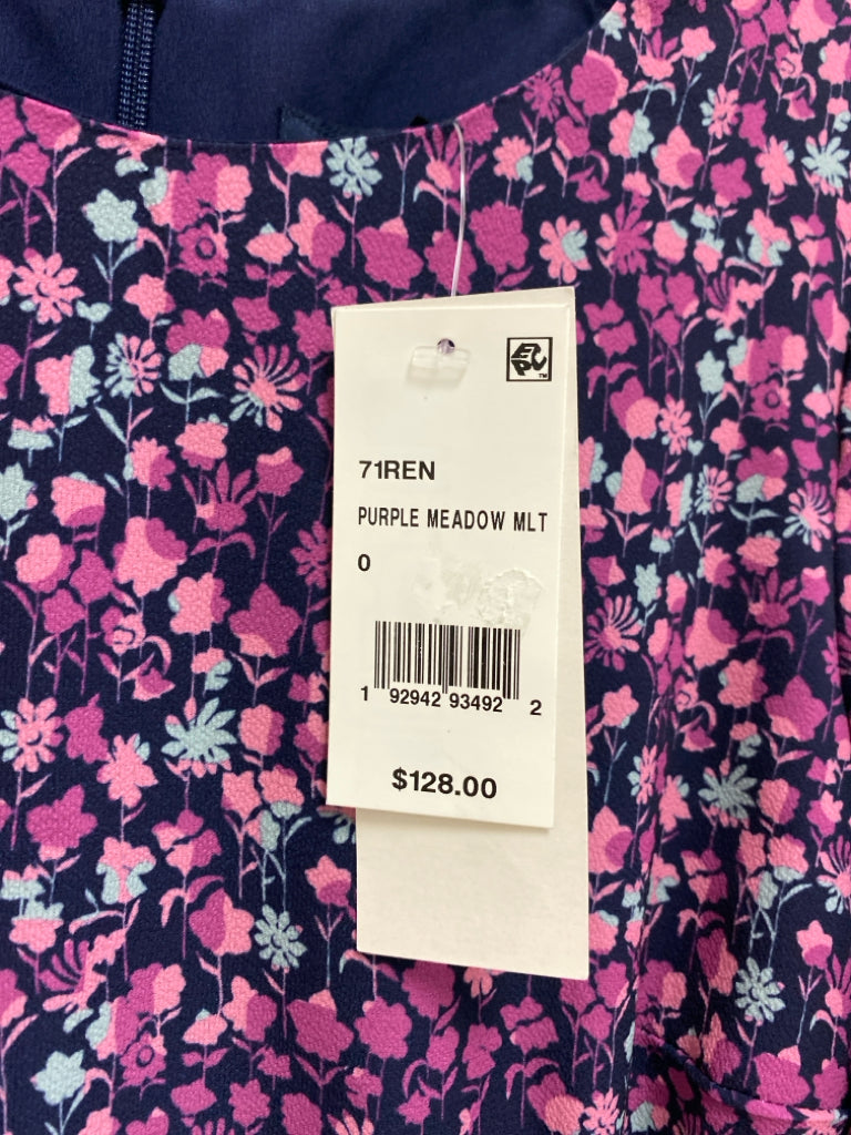 NWT French Connection Size 0 Navy Purple/Blue Floral Ladies Dress