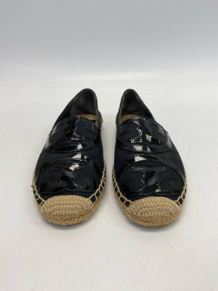 Tory Burch  Size 7.5 Black Tan Trimmed Flats