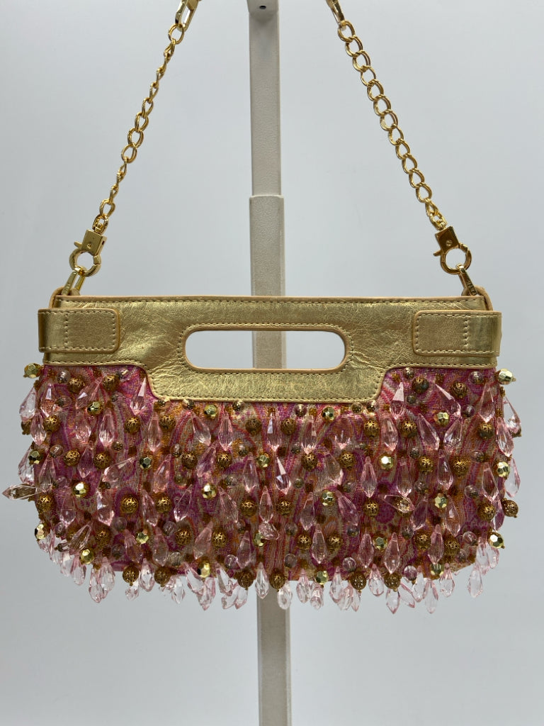 Rafe Pink Gold Beaded Crystal Handbag
