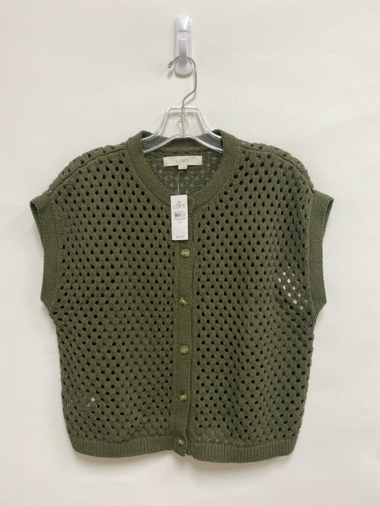 NWT LOFT Size XS Green Crochet Ladies Sweater Vest