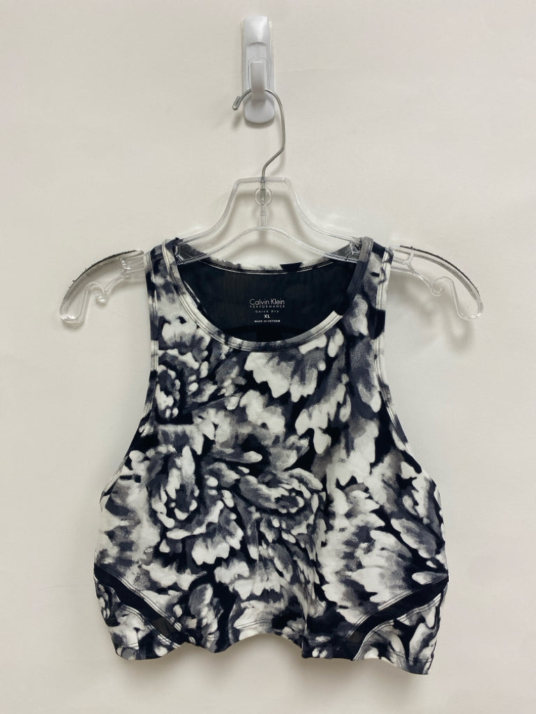 Calvin Klein Size XL Black White Flowers Athletic  Bra