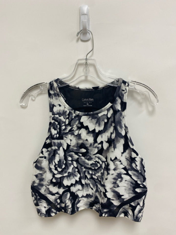 Calvin Klein Size XL Black White Flowers Athletic  Bra