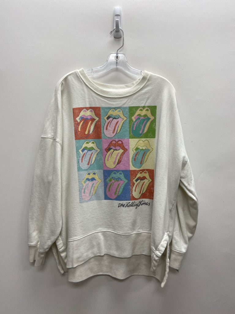 Size XXL White Multi Color Plus Size Sweatshirt