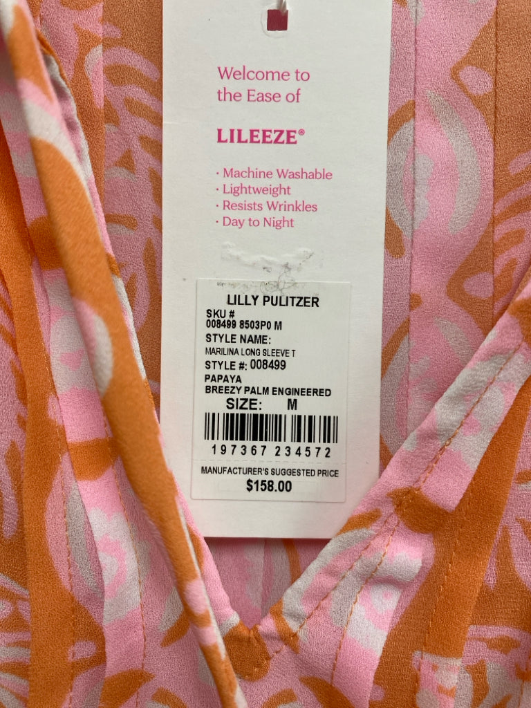 NWT LILLY PULITZER Size M Peach Pink/White Tunic Ladies Top