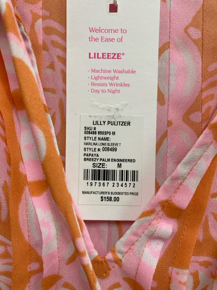 NWT LILLY PULITZER Size M Peach Pink/White Tunic Ladies Top