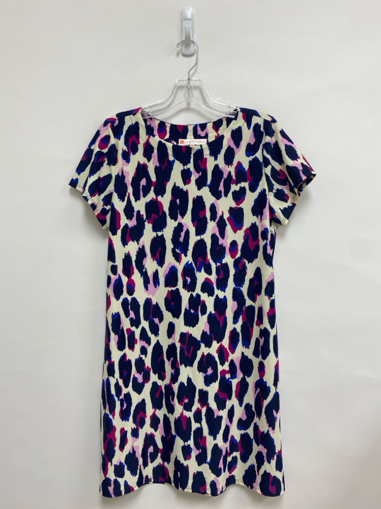Jude Connally Size S Cream/Navy Pink/Blue Animal Print Ladies Dress