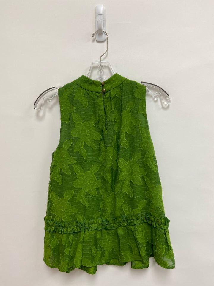 Maeve Size 2 Green Texture Sleeveless Ladies Top