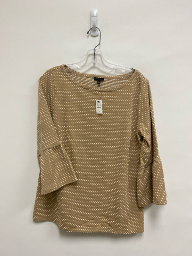 NWT Talbots Size M Tan White Dots Bell Sleeves Ladies Top