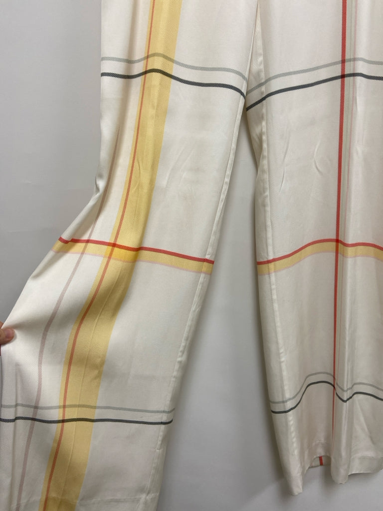 NWT Size 6 White Orange/Yellow Plaid Ladies Pants
