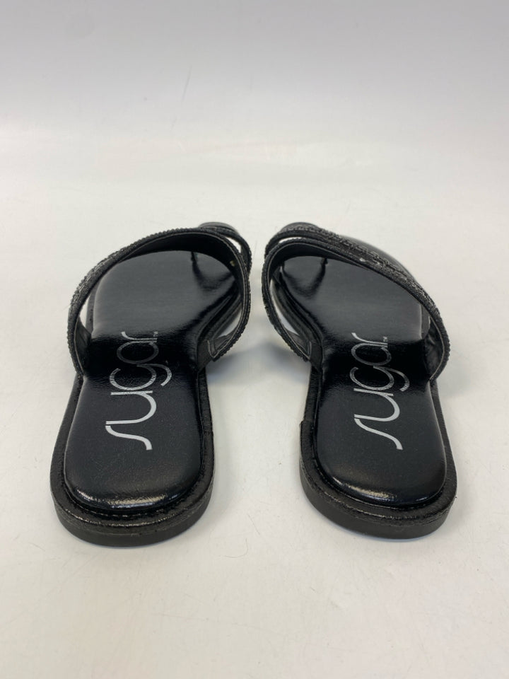 Size 8 Black Beaded Sandals