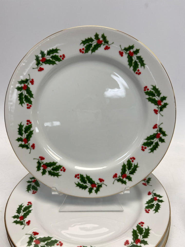 White Green/Red Holly Berries Dishes