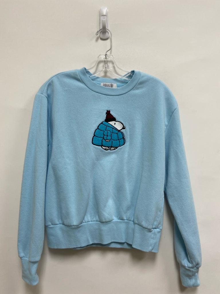 PEANUTS Size S Light Blue Snoopy Embroidered Ladies Sweatshirt