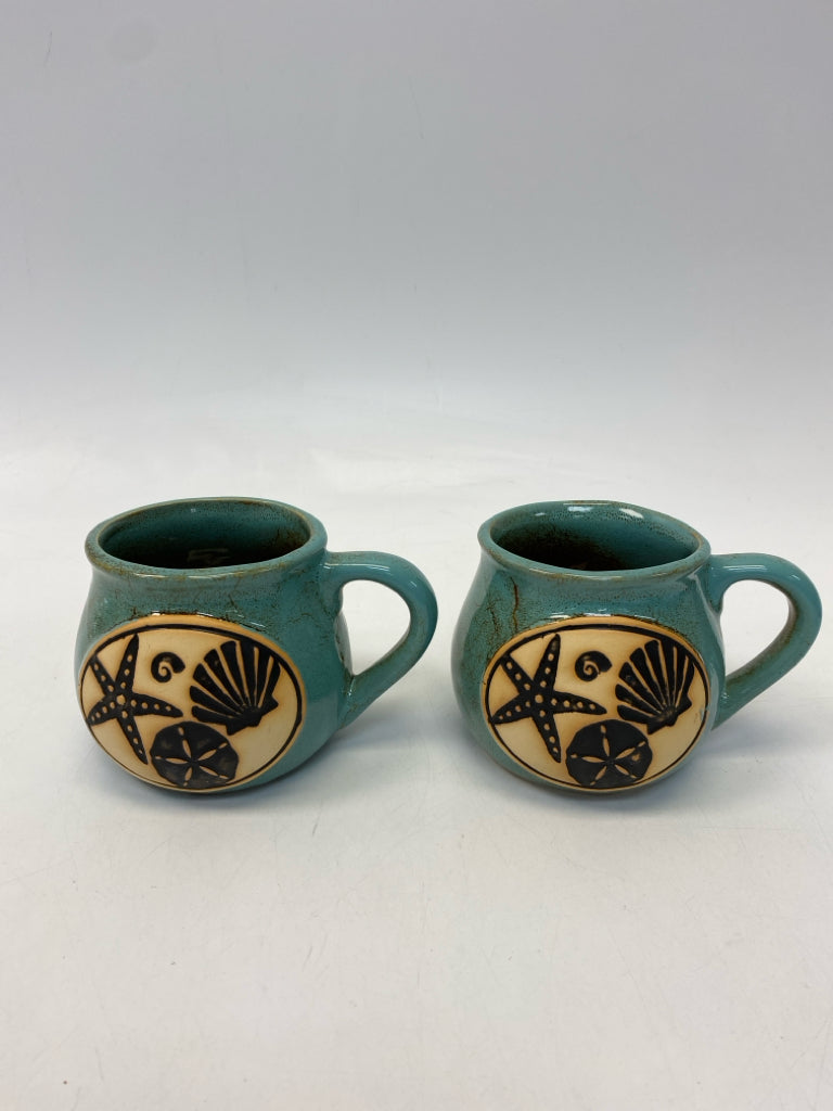 Turquoise Black Sea Creatures Ceramic Coffee Mug