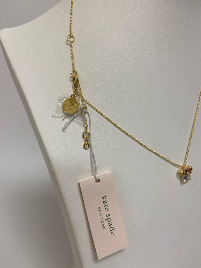 NWT Kate Spade Gold Color Clear Minnie Necklace