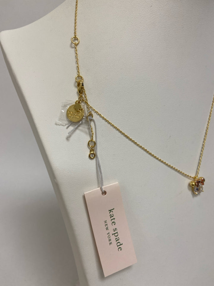 NWT Kate Spade Gold Color Clear Minnie Necklace