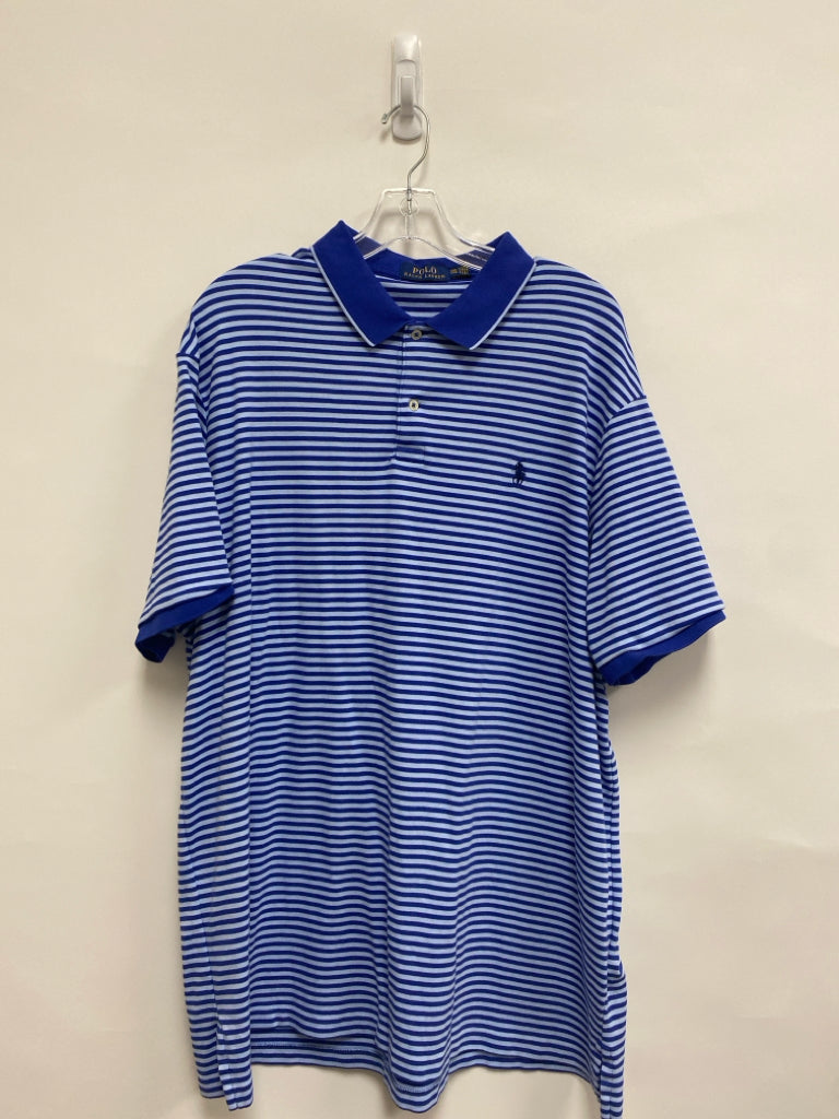 Polo Size 2X Navy/Blue Striped Men&