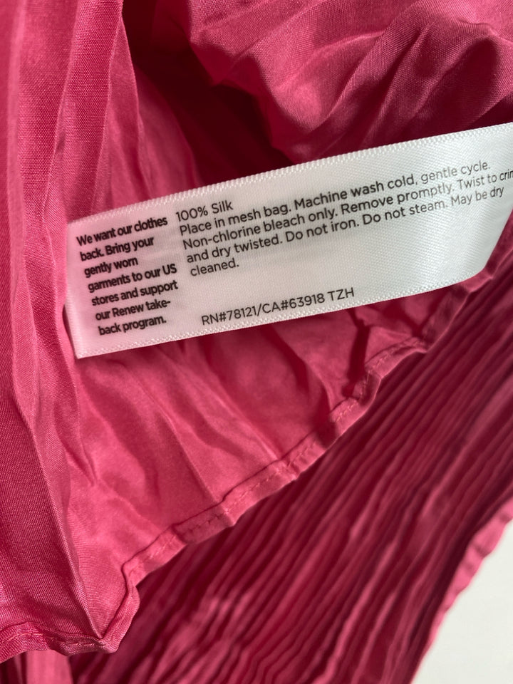 NWT Eileen Fisher Size S Hot Pink Crinkle Sleeveless Ladies Dress