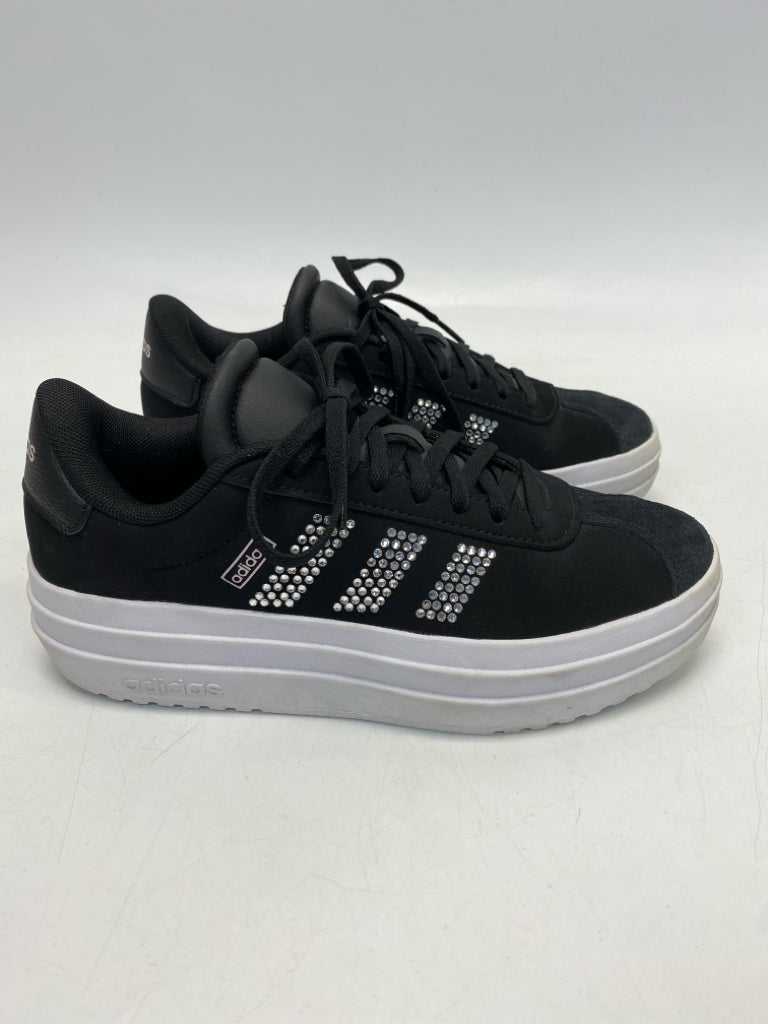Adidas SIZE 4 Black White Rhinestone Girl&