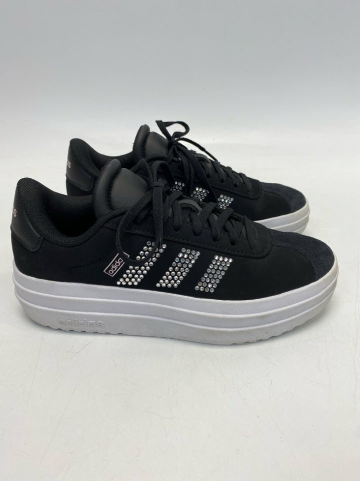 Adidas SIZE 4 Black White Rhinestone Girl&