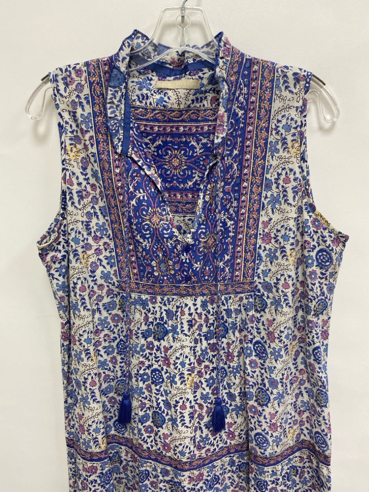 Size M Cream/Blue Lavender Floral Maxi Ladies Dress