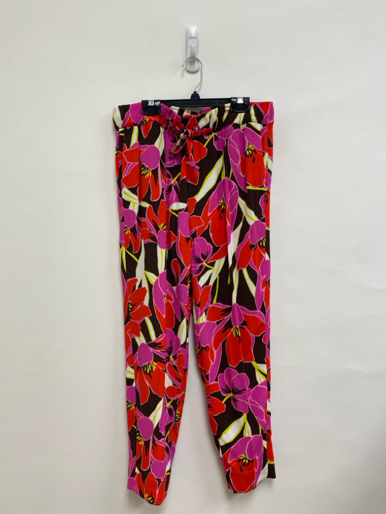 Kate Spade Size 8 Red/Brown Purple/White Floral Pull-on Ladies Pants