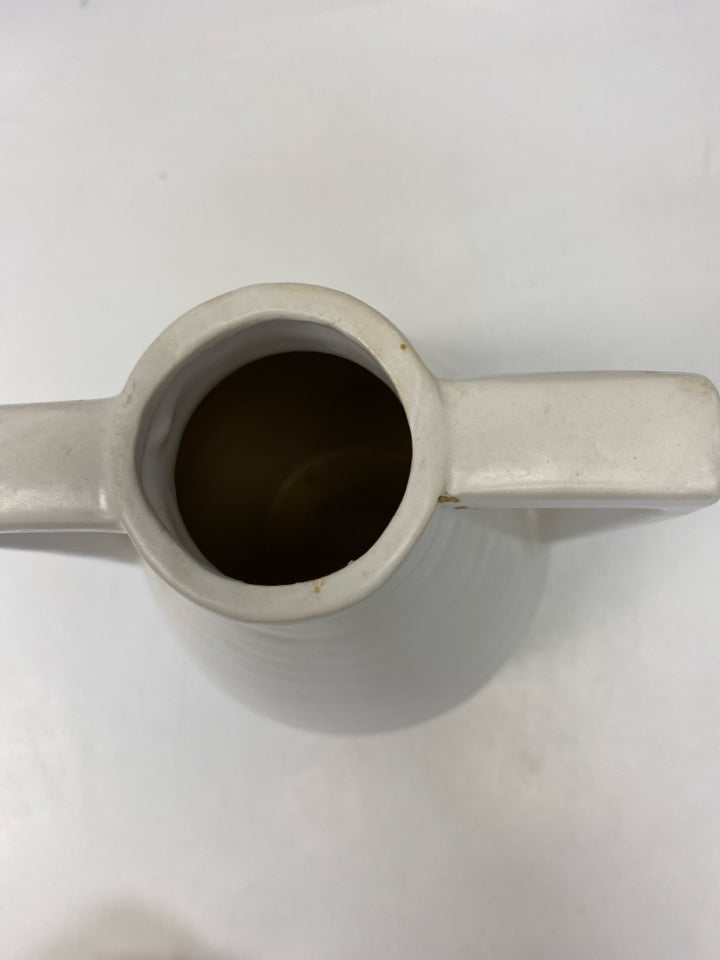 White Ribbed Ceramic Vase