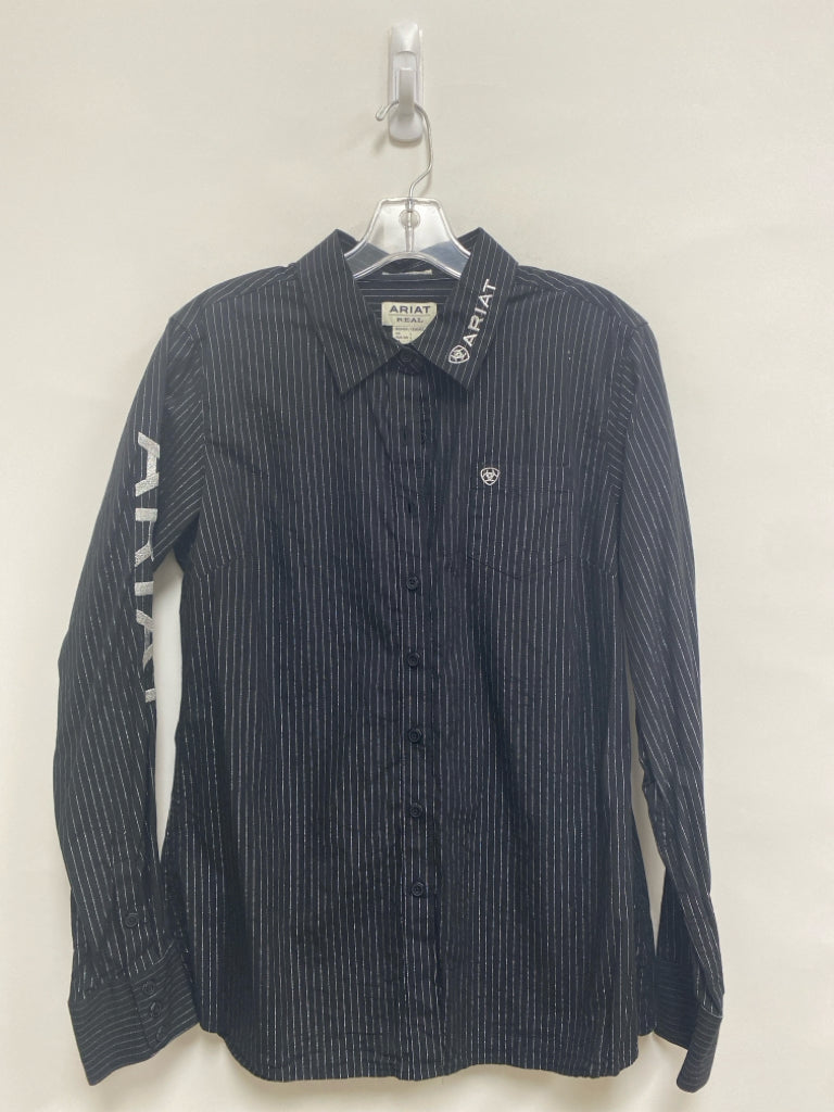 Ariat Size L Black Silver Pinstripe Ladies Top